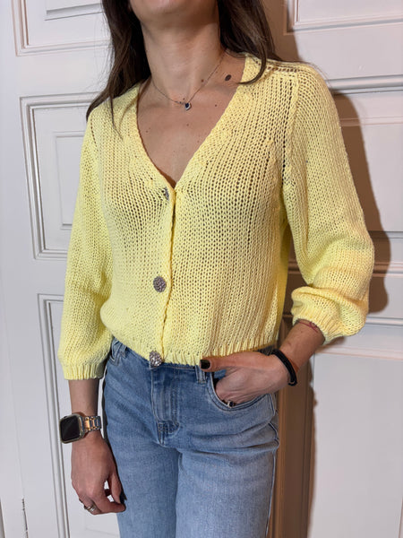 Cardigan con bottoni gioiello