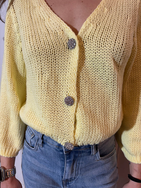 Cardigan con bottoni gioiello
