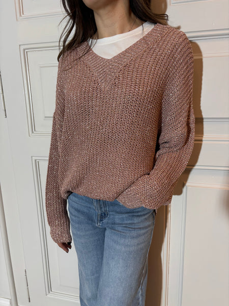 Maglione over scollo a V lurex