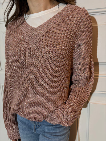 Maglione over scollo a V lurex