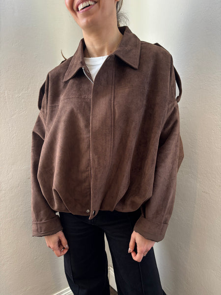 Bomber in suede