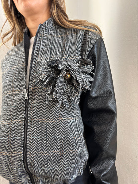 Bomber manica in ecopelle