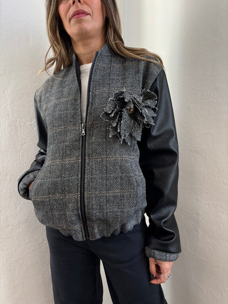 Bomber manica in ecopelle